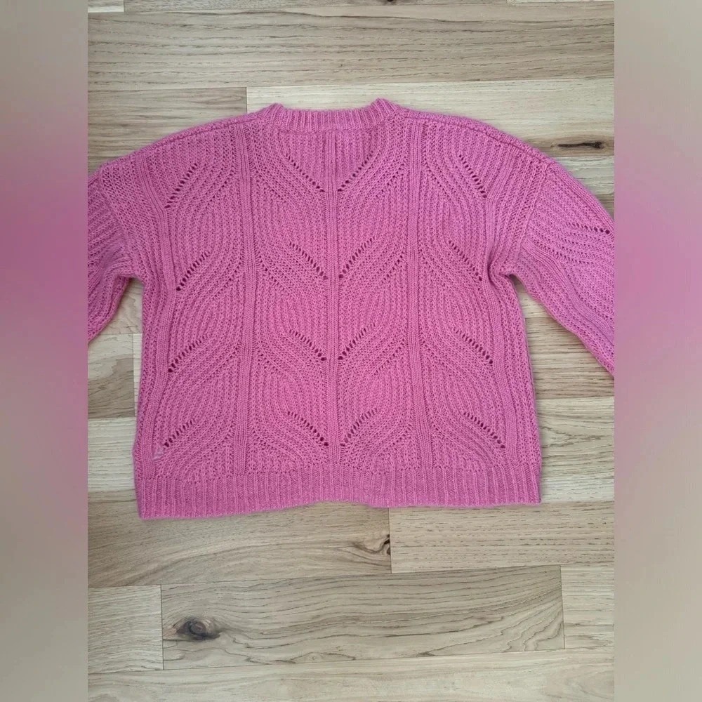 Madewell Pink Cable Knit Alpaca Blend Sweater Size XL - Picture 10 of 11